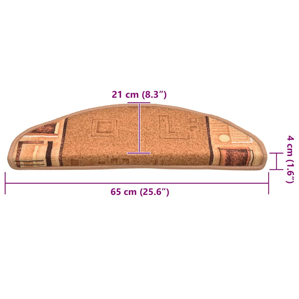 Selvklebende trappematter 15 stk beige 65x21x4 cm
