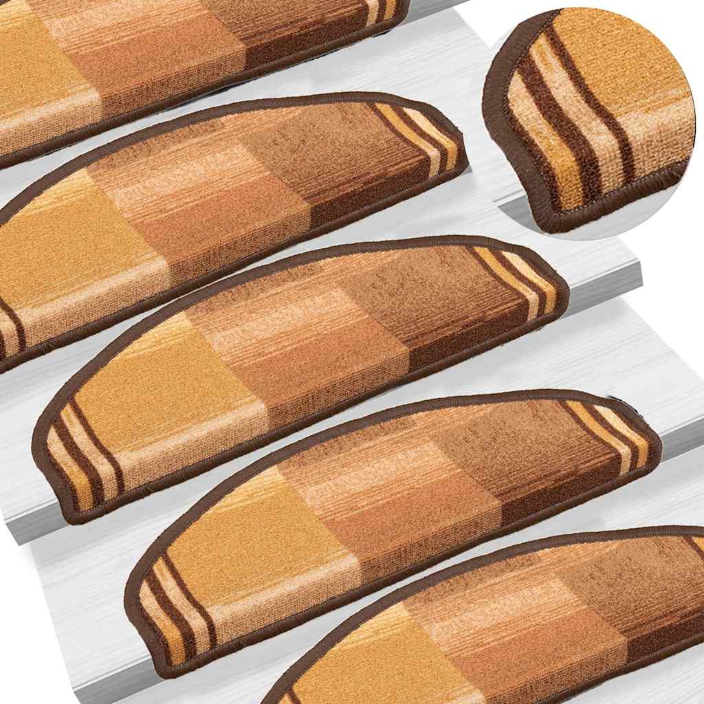 Selvklebende trappematter 15 stk brun 65x21x4 cm
