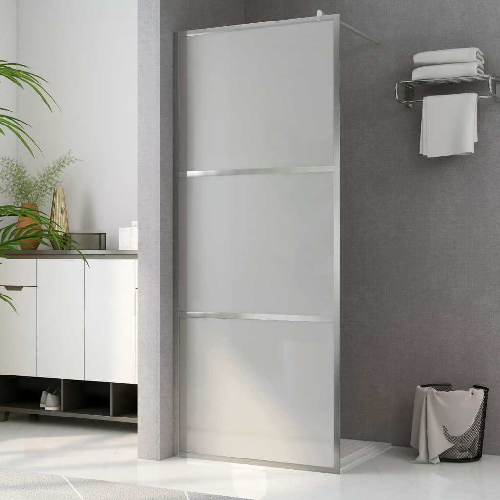 Dusjvegg med helt frostet ESG-glass 90x195 cm