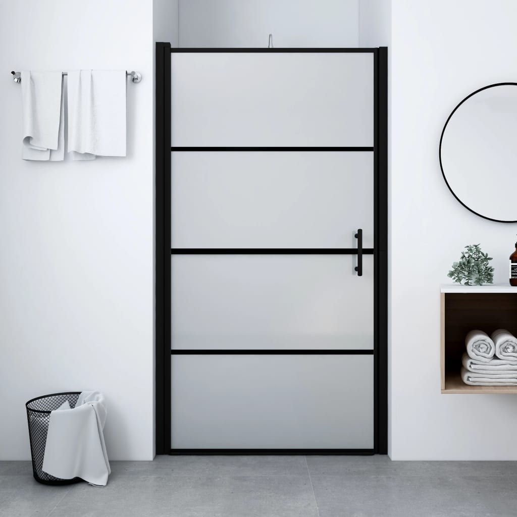 Dusjdør frostet herdet glass 81x195 cm svart