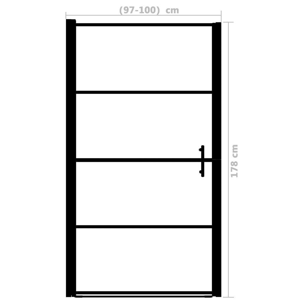 Dusjdør frostet herdet glass 100x178 cm svart