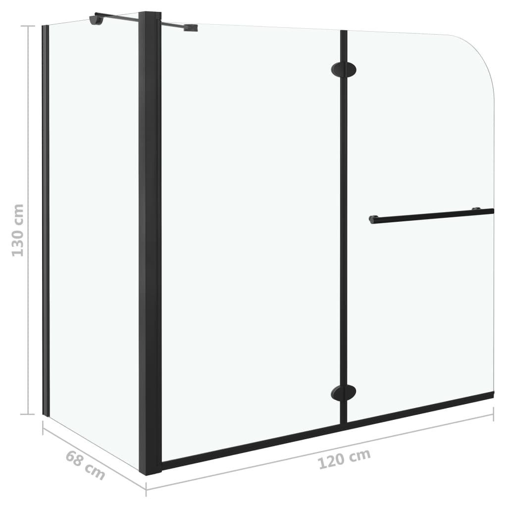Leddet dusjkabinett ESG 120x68x130 cm svart