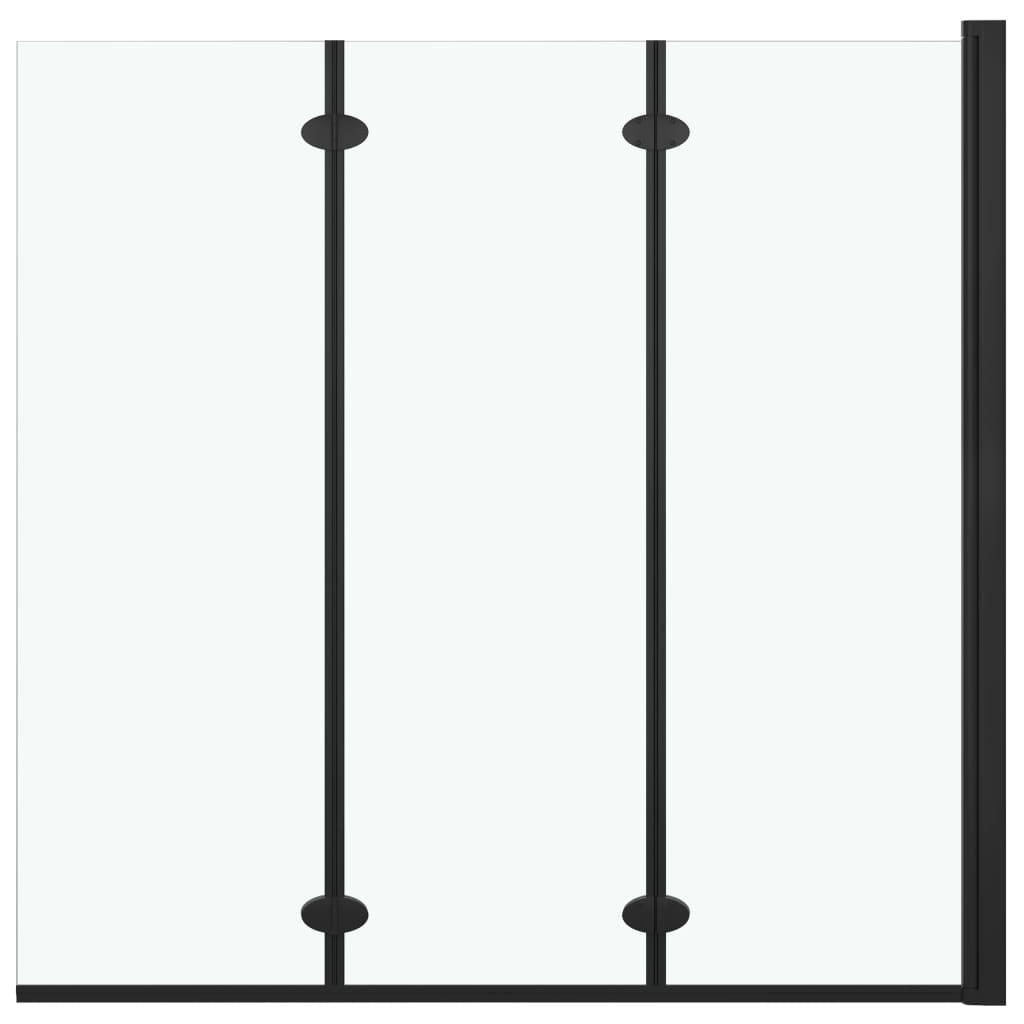 Leddet dusjdør med 3 paneler ESG 130x138 cm svart