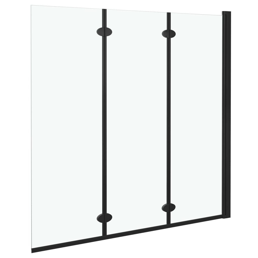 Leddet dusjdør med 3 paneler ESG 130x138 cm svart