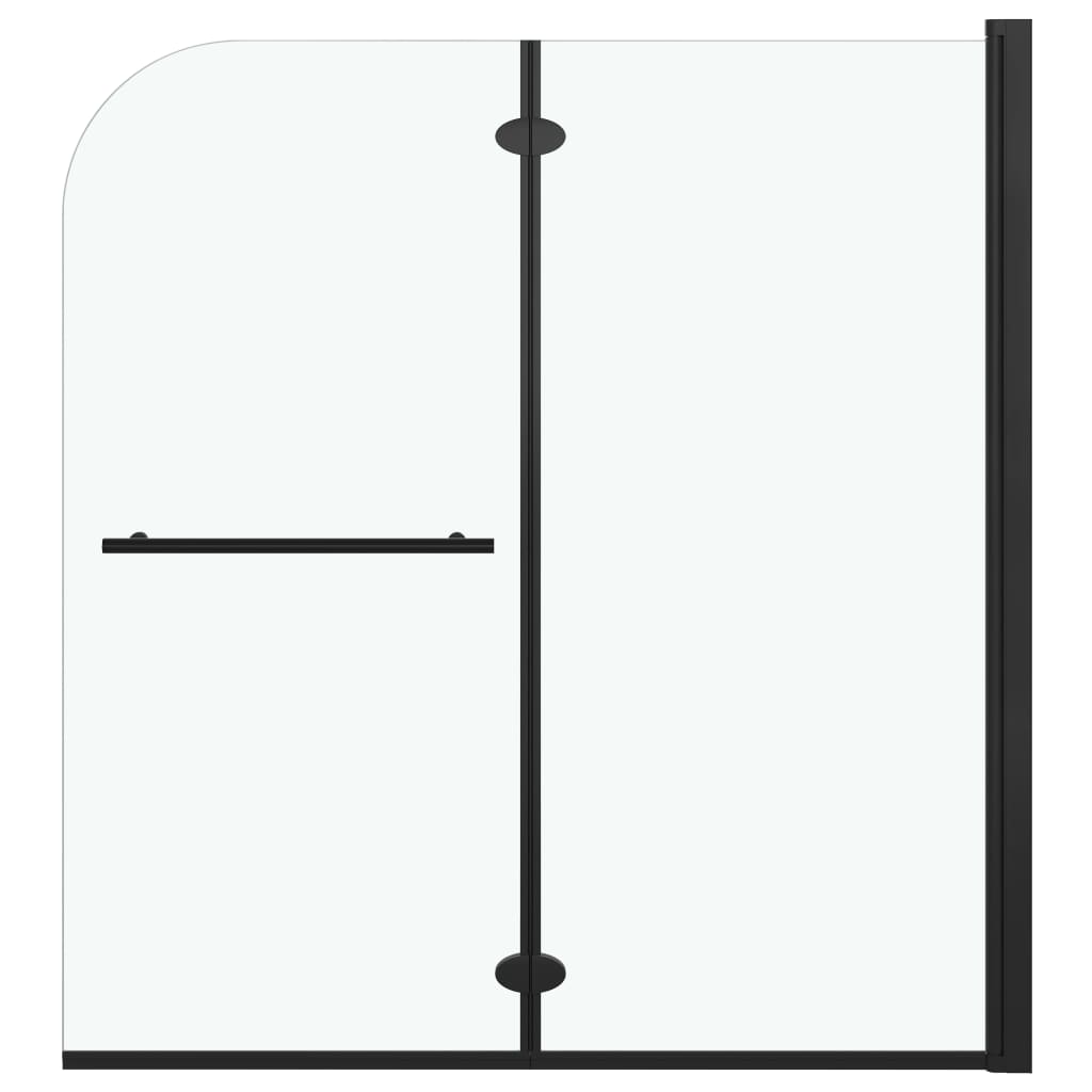 Leddet dusjdør med 2 paneler ESG 120x140 cm svart