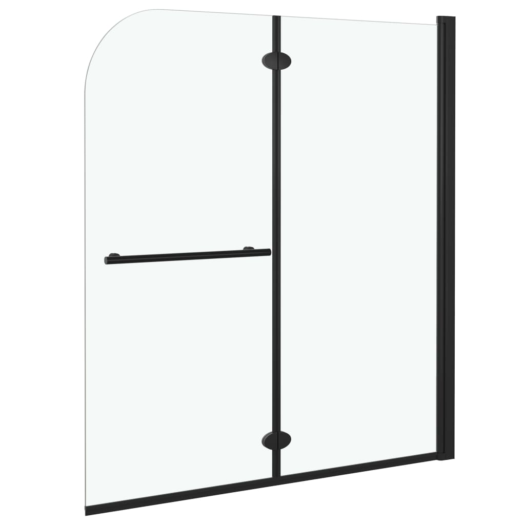 Leddet dusjdør med 2 paneler ESG 120x140 cm svart