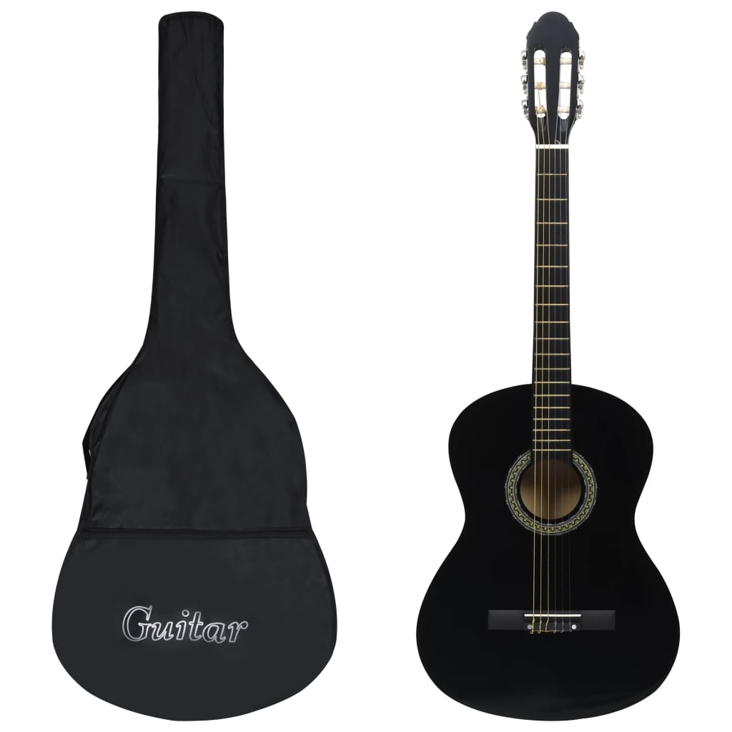 Klassisk gitar for nybegynnere med veske svart 4/4 39"
