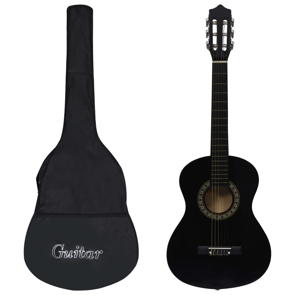 Klassisk gitar nybegynnere og barn med veske svart 1/2 34" lind