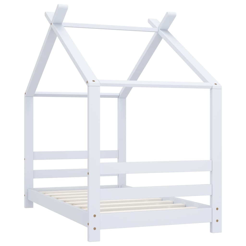 Sengeramme for barn heltre furu hvit 70x140 cm