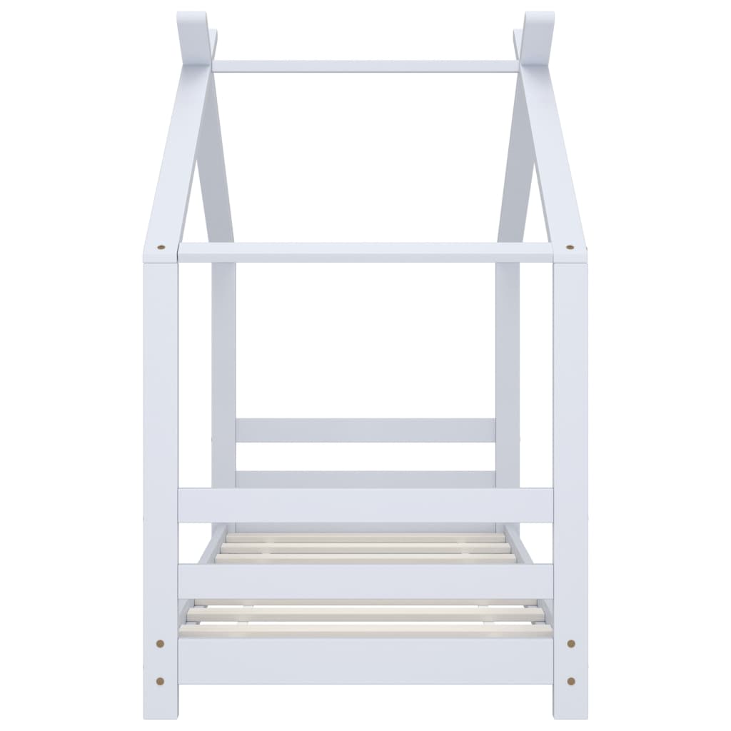 Sengeramme for barn heltre furu hvit 70x140 cm