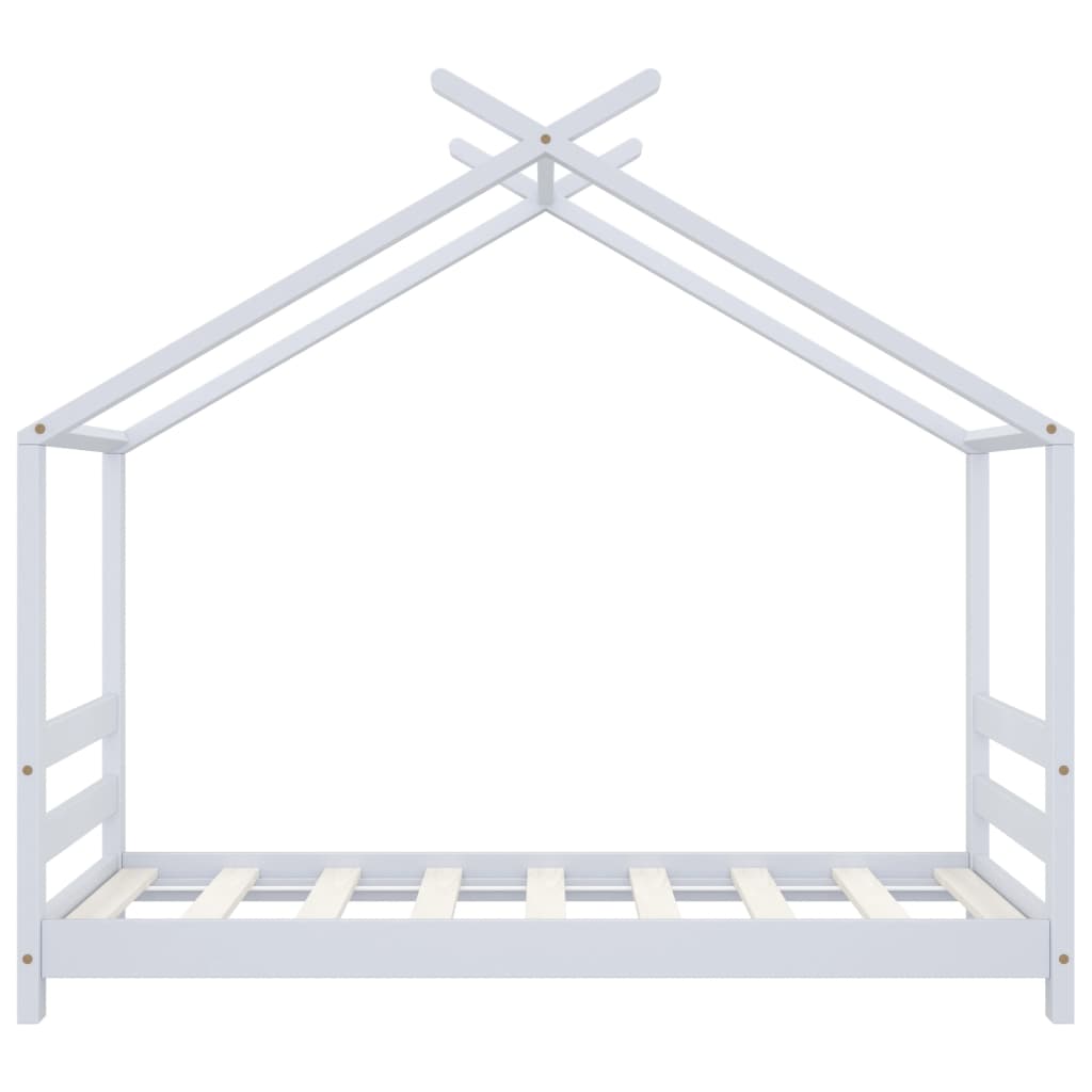 Sengeramme for barn heltre furu hvit 70x140 cm
