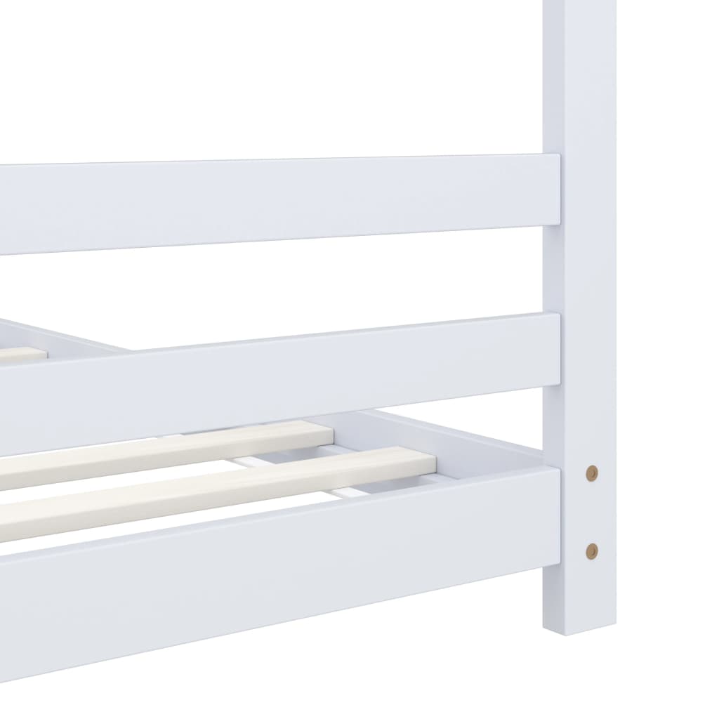 Sengeramme for barn heltre furu hvit 70x140 cm