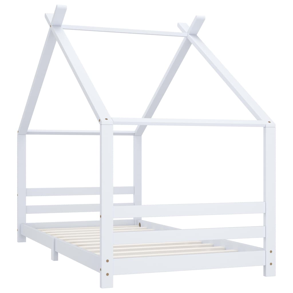 Sengeramme for barn heltre furu hvit 90x200 cm
