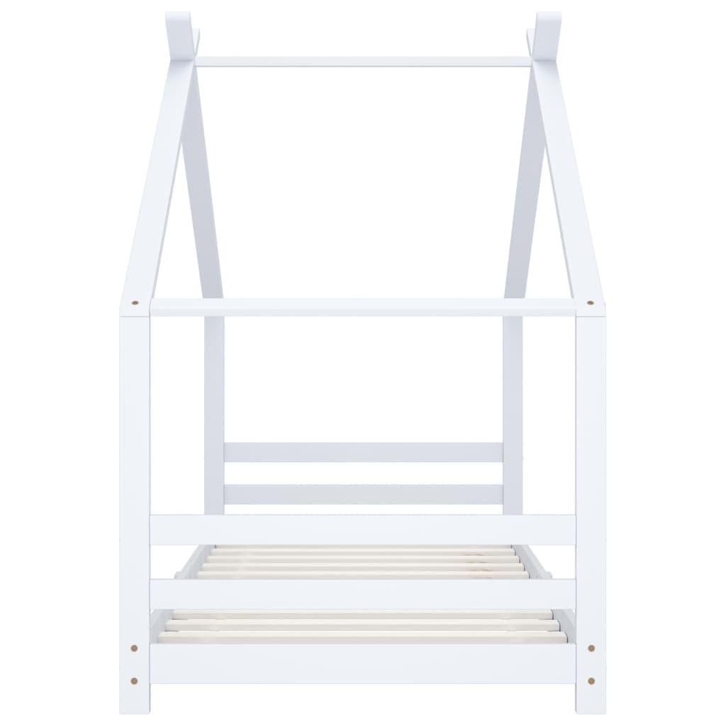 Sengeramme for barn heltre furu hvit 90x200 cm