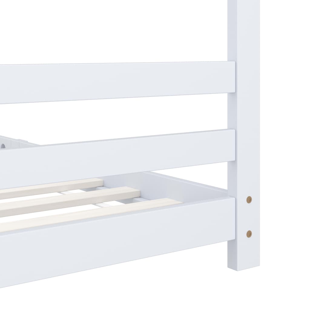 Sengeramme for barn heltre furu hvit 90x200 cm