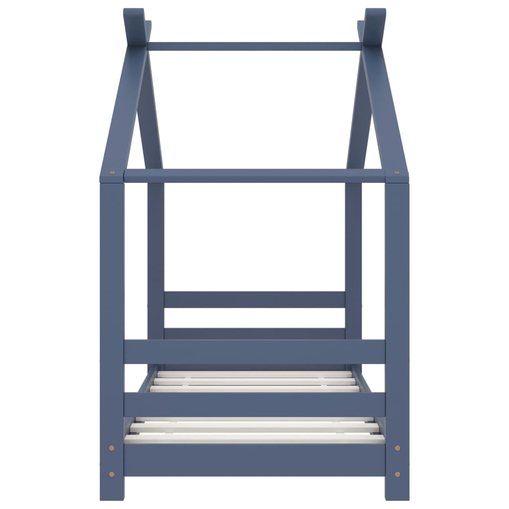 Sengeramme for barn heltre furu grå 70x140 cm
