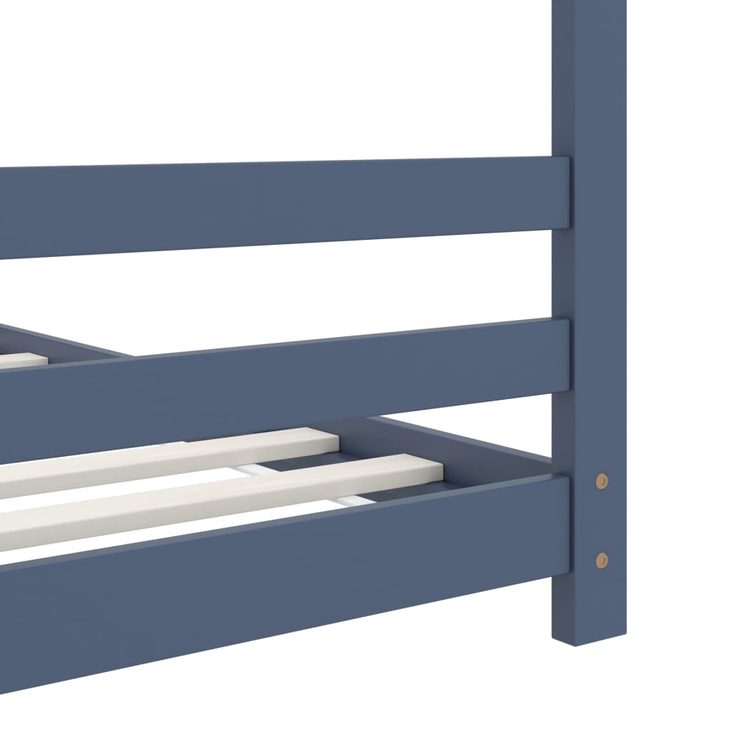 Sengeramme for barn heltre furu grå 70x140 cm