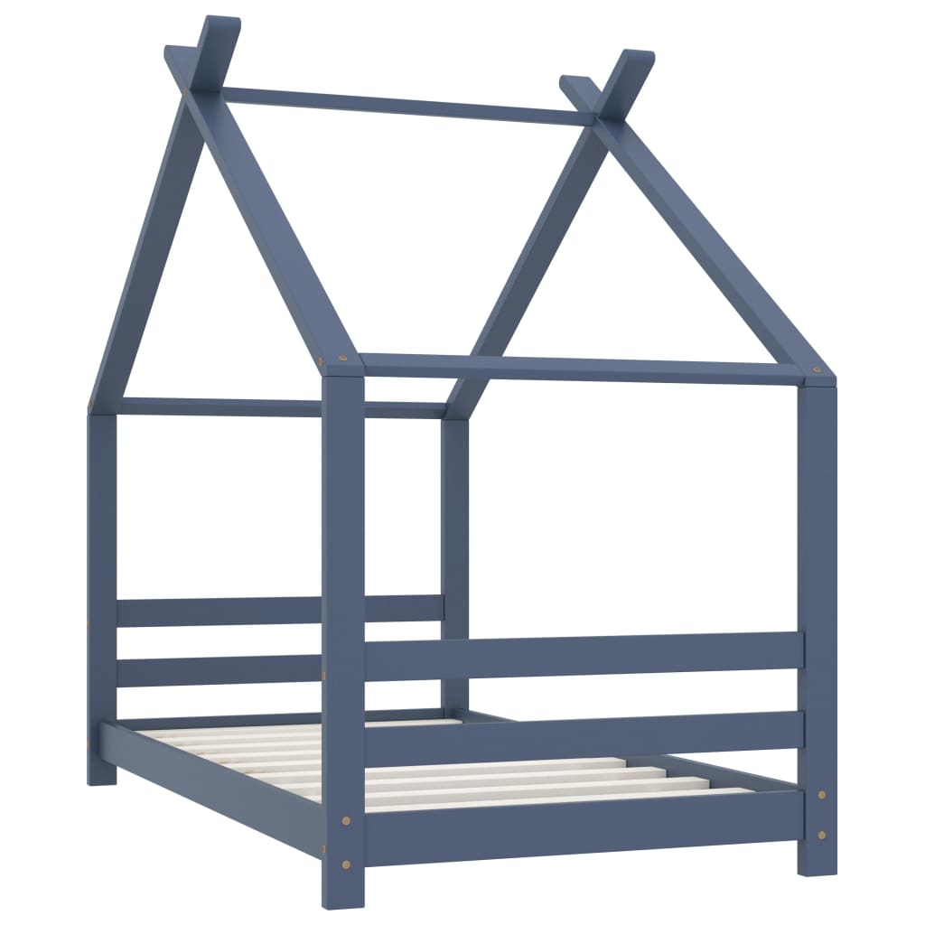 Sengeramme for barn heltre furu grå 80x160 cm