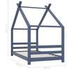Sengeramme for barn heltre furu grå 80x160 cm