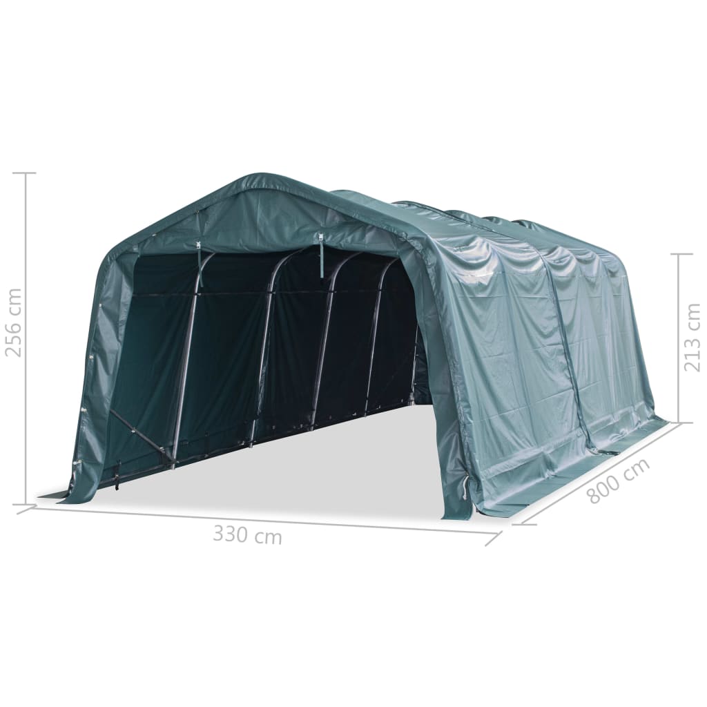 Flyttbart kvegtelt PVC 550 g/m² 3,3x8 m mørkegrønn