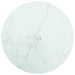 Bordplate hvit Ø40x0,8 cm herdet glass med marmor design