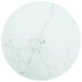 Bordplate hvit Ø50x0,8 cm herdet glass med marmor design