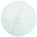 Bordplate hvit Ø80x1 cm herdet glass med marmor design