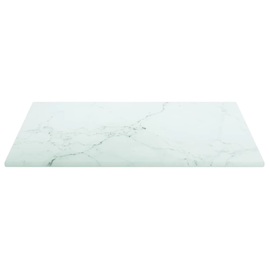 Bordplate hvit 30x30 cm 6 mm herdet glass med marmor design