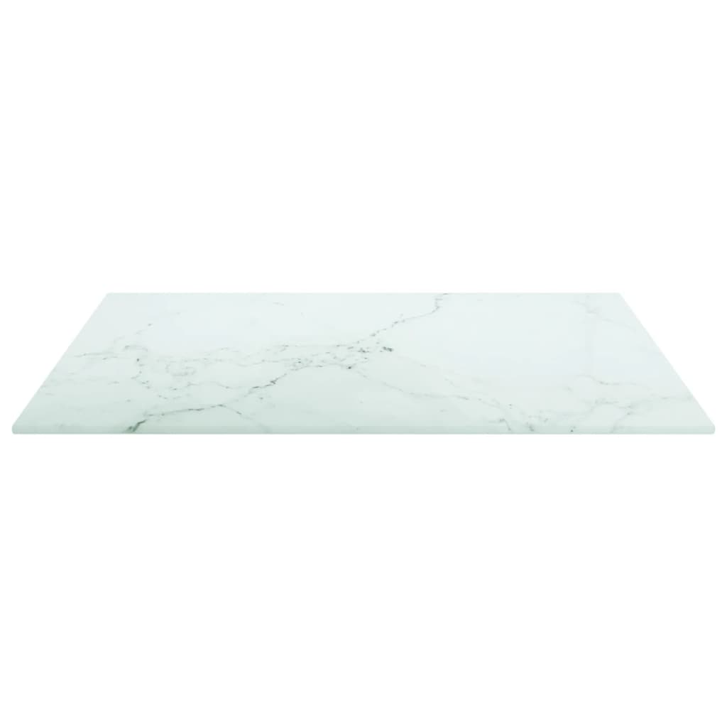 Bordplate hvit 50x50 cm 6 mm herdet glass med marmor design