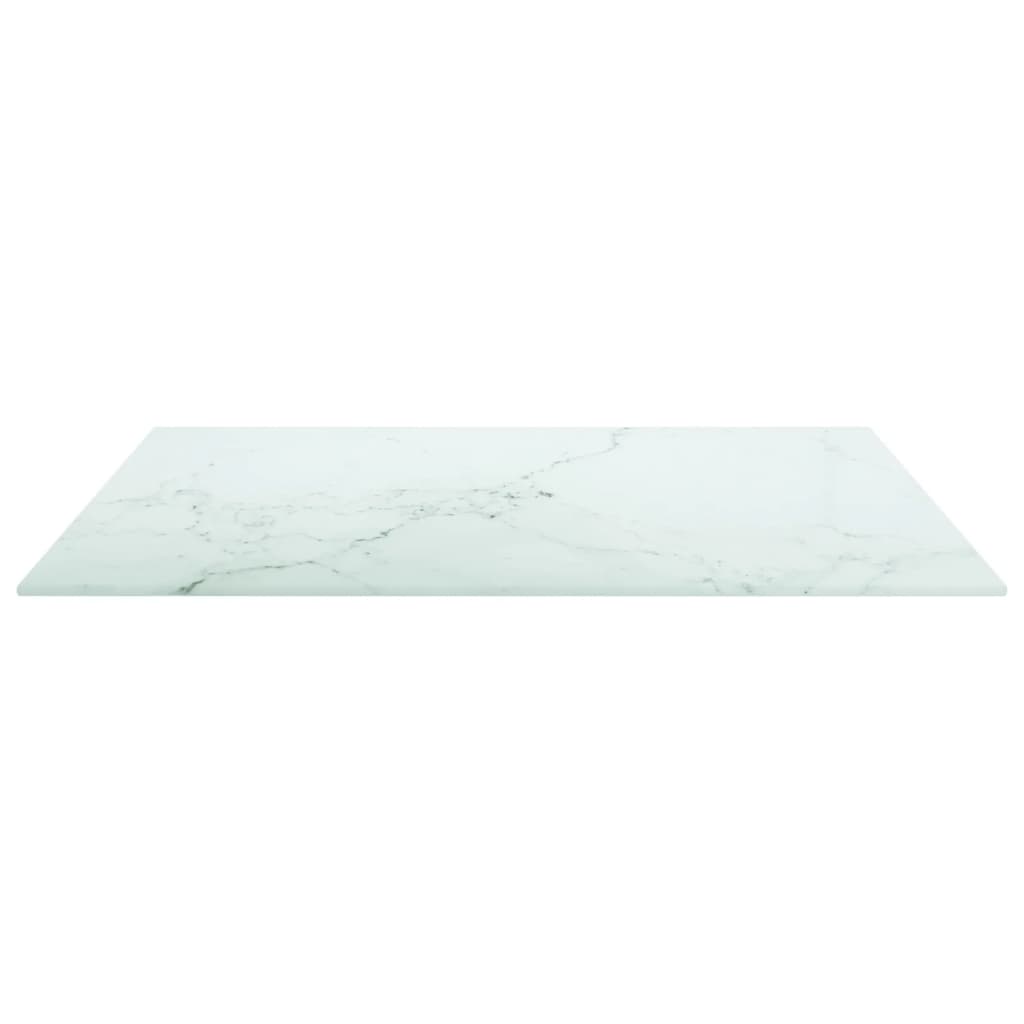 Bordplate hvit 60x60 cm 6 mm herdet glass med marmor design