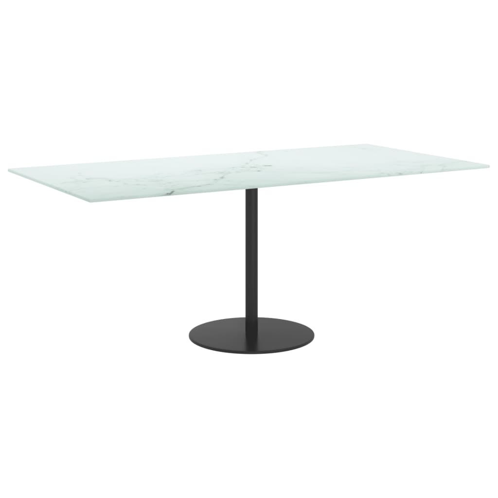 Bordplate hvit 100x50 cm 6 mm herdet glass med marmor design