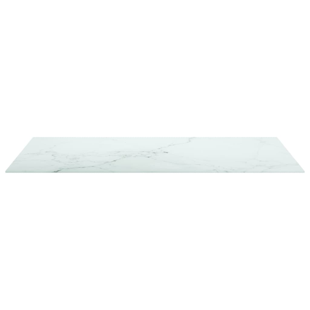 Bordplate hvit 100x62 cm 8 mm herdet glass med marmor design