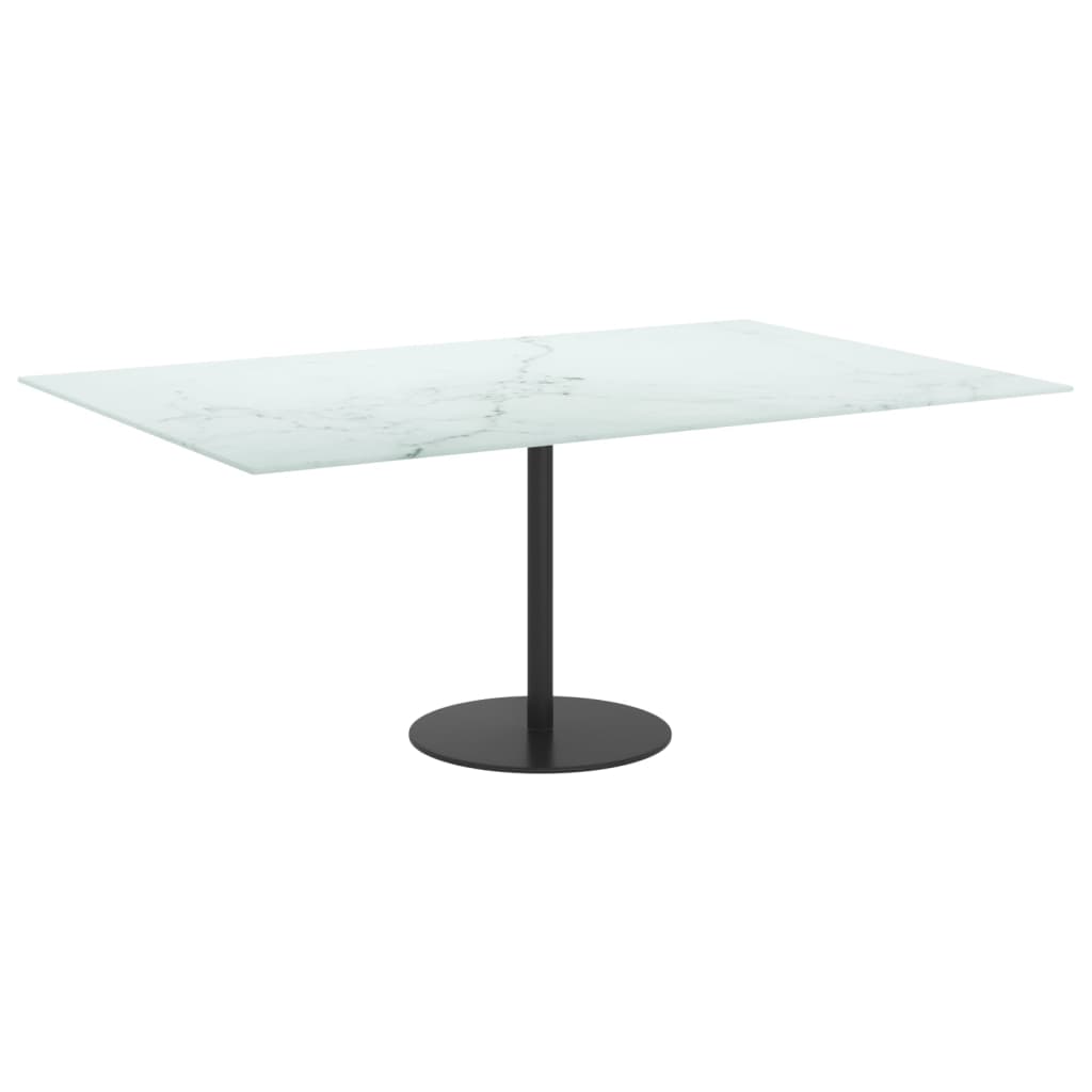 Bordplate hvit 100x62 cm 8 mm herdet glass med marmor design