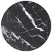 Bordplate svart Ø80x1 cm herdet glass med marmor design