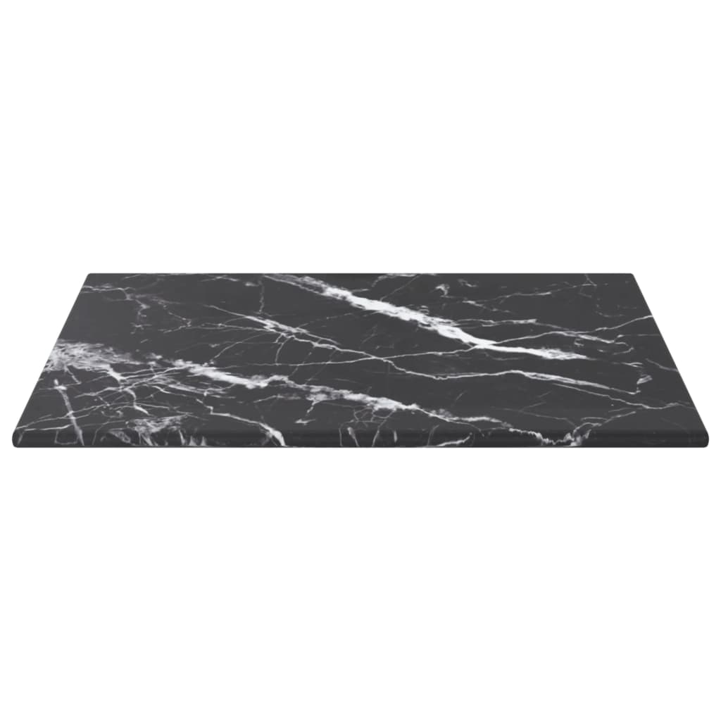 Bordplate svart 30x30 cm 6 mm herdet glass med marmor design