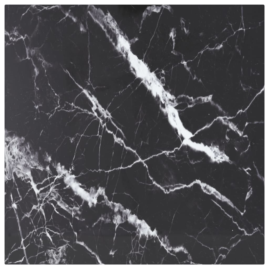 Bordplate svart 50x50 cm 6 mm herdet glass med marmor design