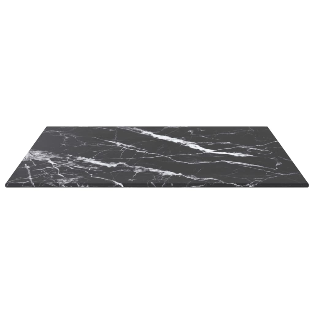 Bordplate svart 50x50 cm 6 mm herdet glass med marmor design