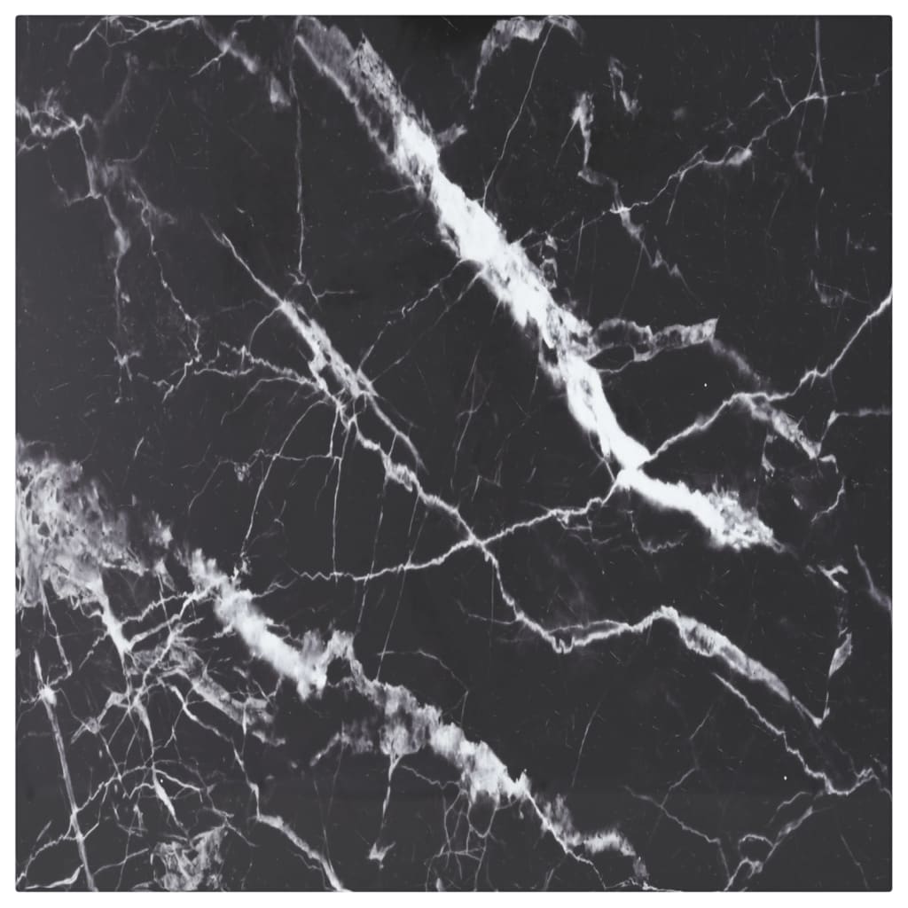 Bordplate svart 60x60 cm 6 mm herdet glass med marmor design