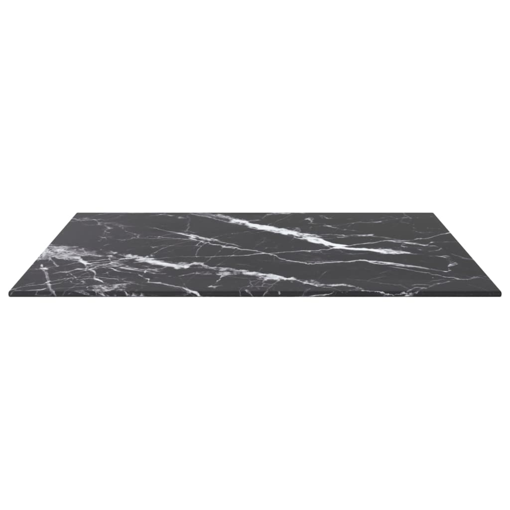 Bordplate svart 60x60 cm 6 mm herdet glass med marmor design