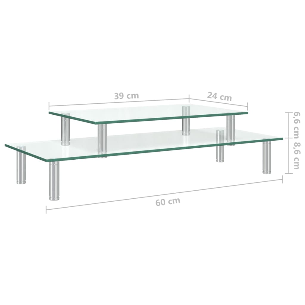 Skjermstativ 2 etasjer gjennomsiktig glass