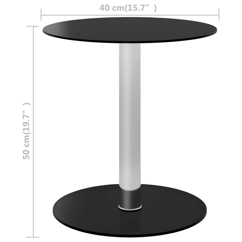 Salongbord svart 40 cm herdet glass