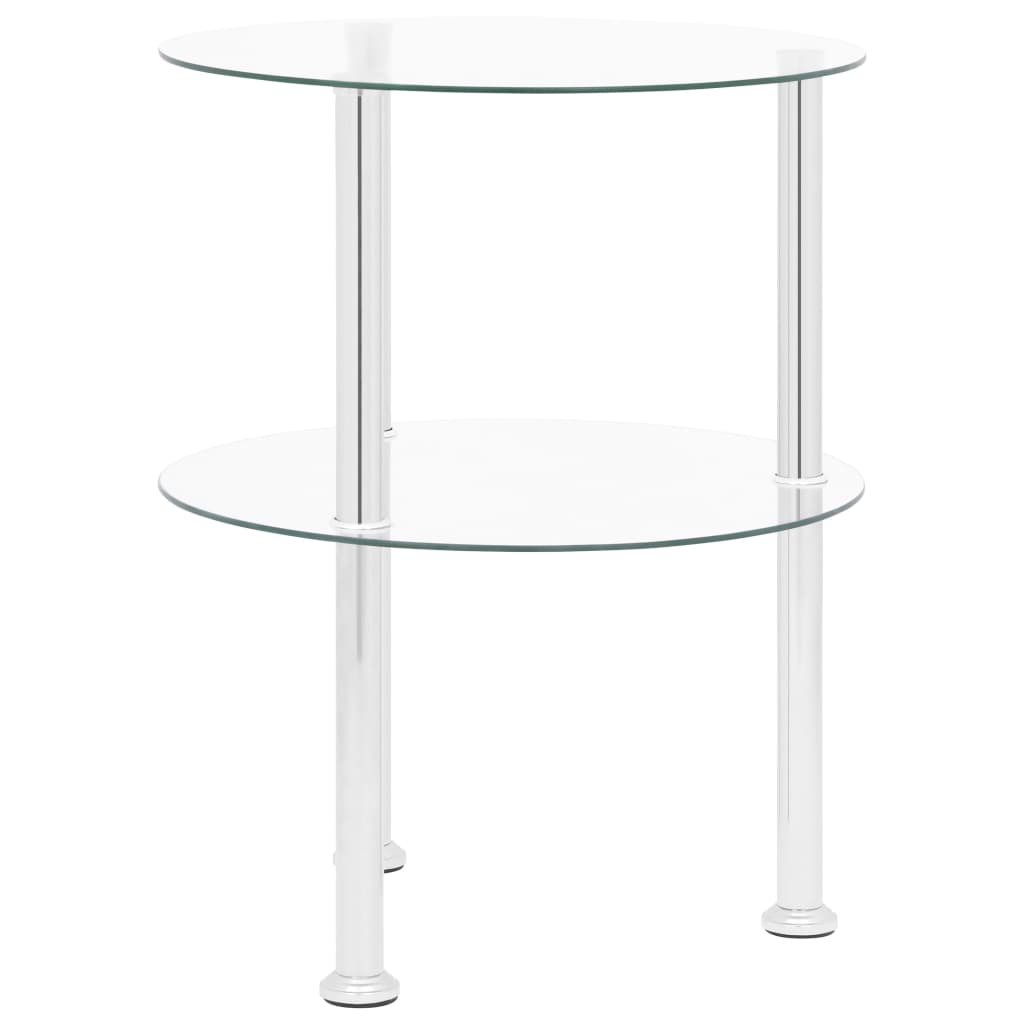 Sidebord 2 etasjer gjennomsiktig 38 cm herdet glass