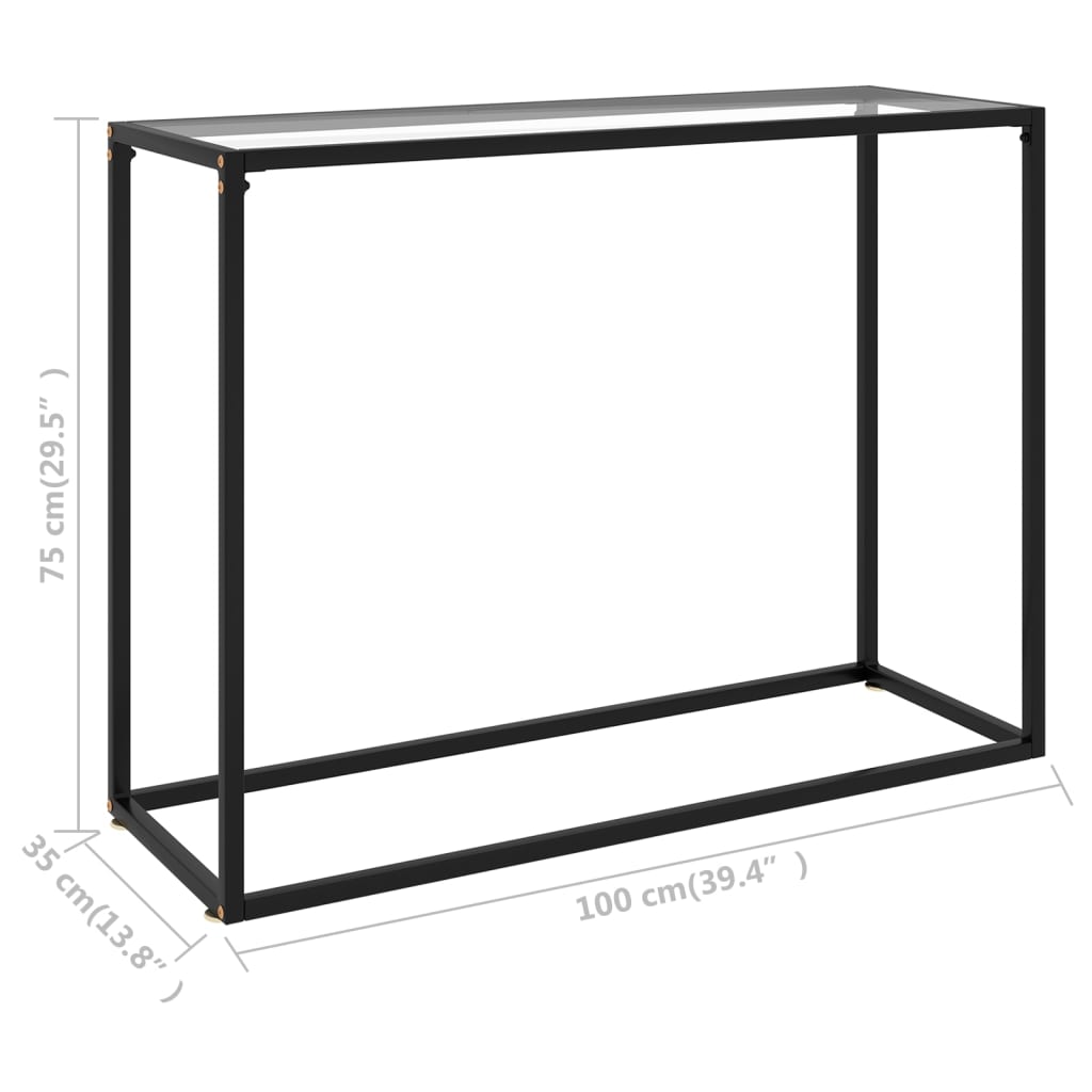 Konsollbord gjennomsiktig 100x35x75 cm herdet glass