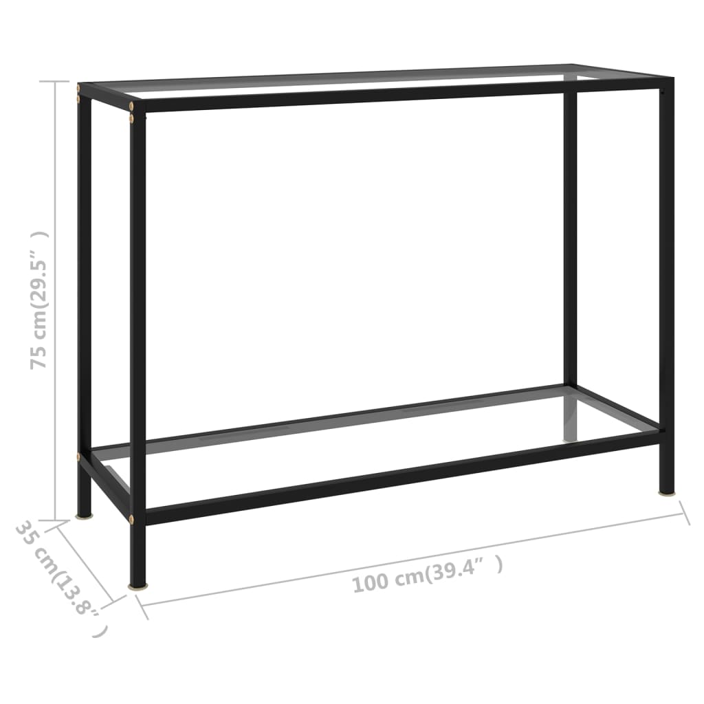 Konsollbord gjennomsiktig 100x35x75 cm herdet glass
