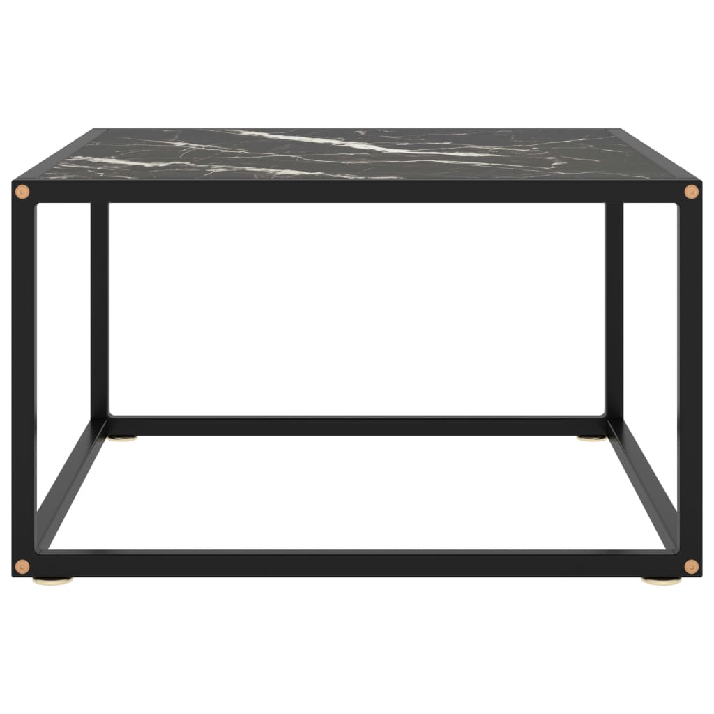 Salongbord svart med svart marmorglass 60x60x35 cm