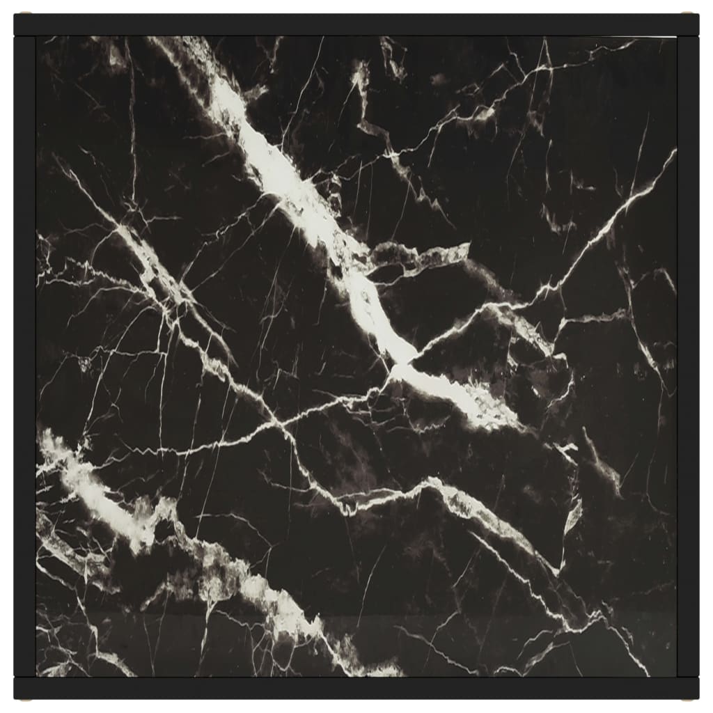 Salongbord svart med svart marmorglass 60x60x35 cm