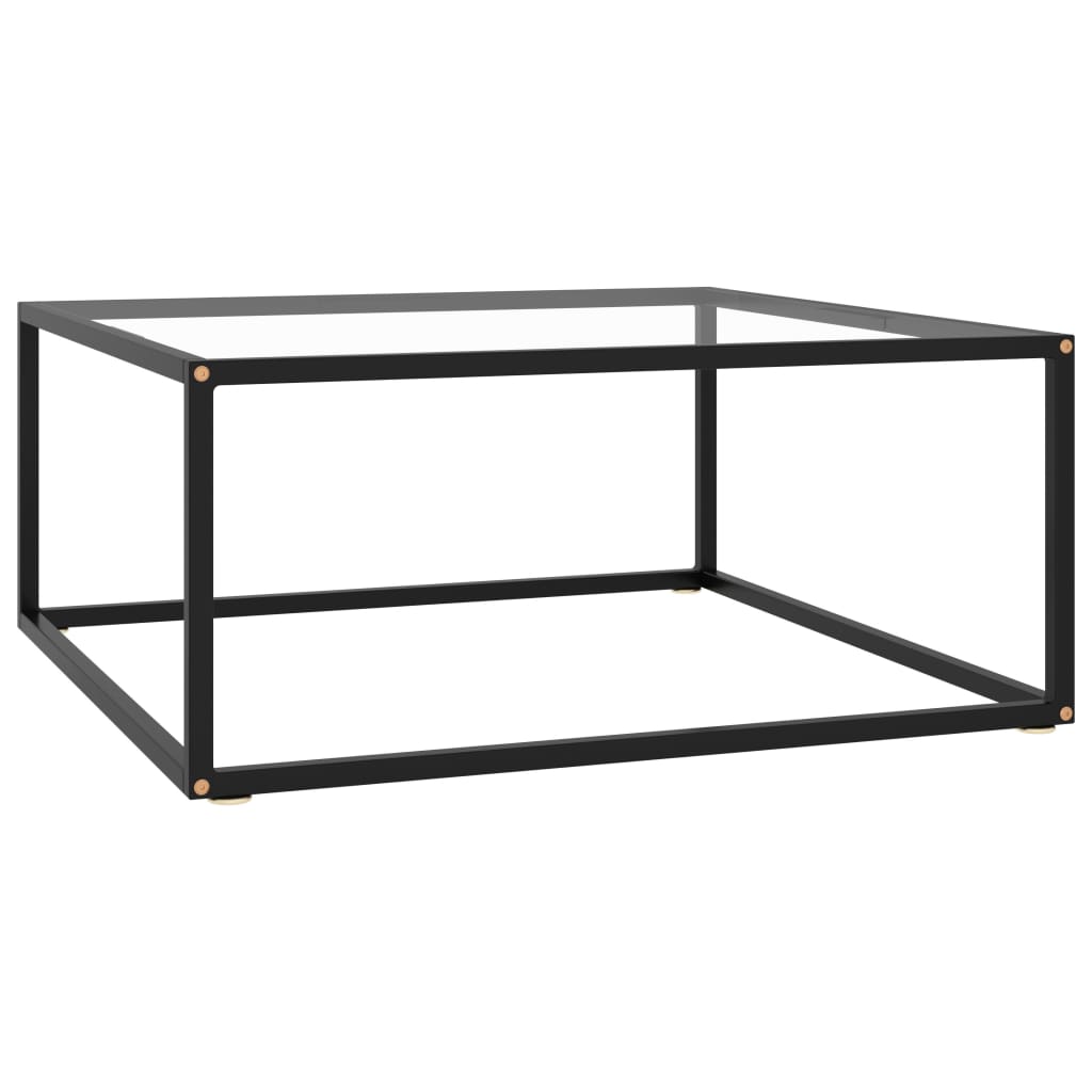 Salongbord svart med herdet glass 80x80x35 cm