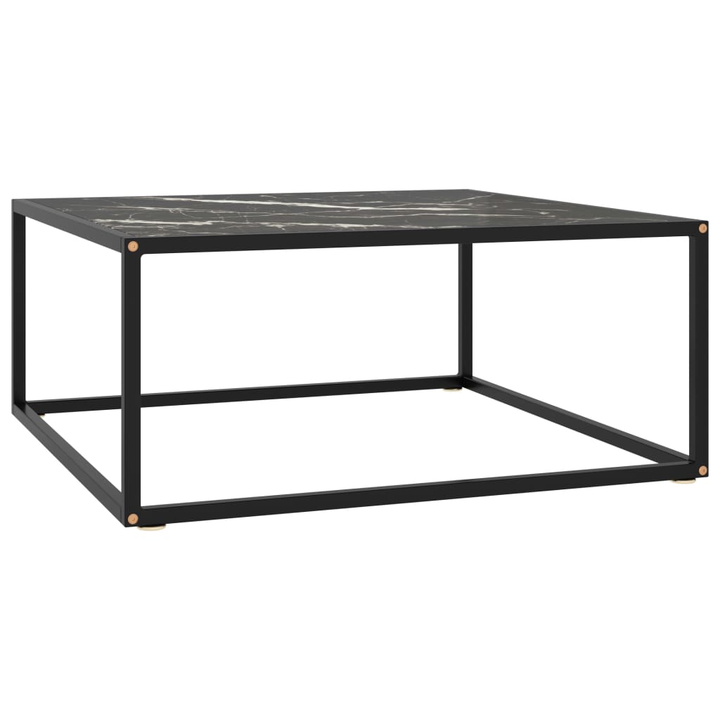 Salongbord svart med svart marmorglass 80x80x35 cm