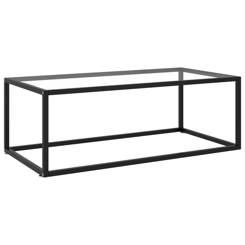 Salongbord svart med herdet glass 100x50x35 cm