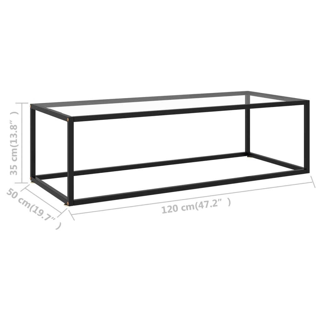 Salongbord svart med herdet glass 120x60x35 cm
